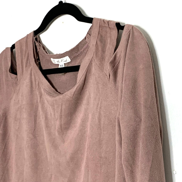 On The Road Dress Womens XSmall Brown Slit Jewel Neck Bohemian Cold Shoulder - Picture 4 of 8